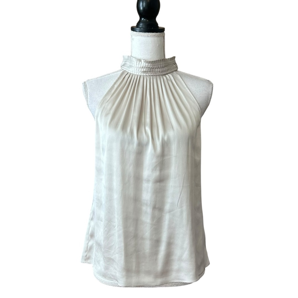 WHBM‎ Halter Pleated Shell Top Women’s SZ 2 in Champagne